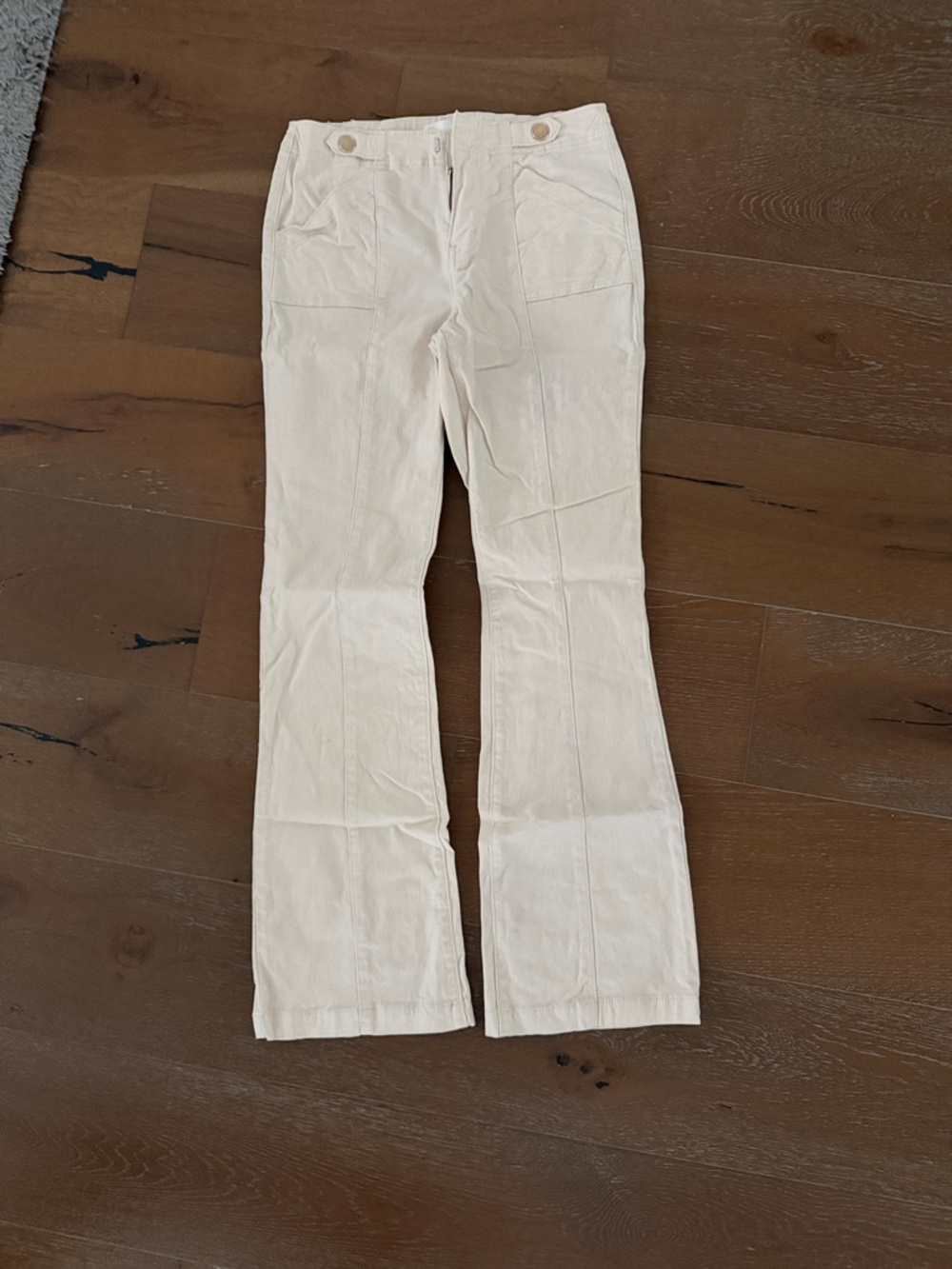 1822 Denim Cream Corduroy Flare Pants